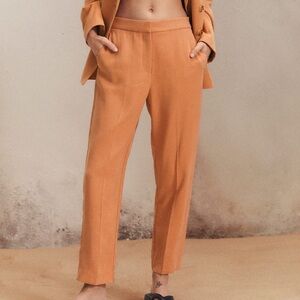 Mango Straight Suit Pants Clementine Orange Size XXL MNG Workwear Trouser Bold